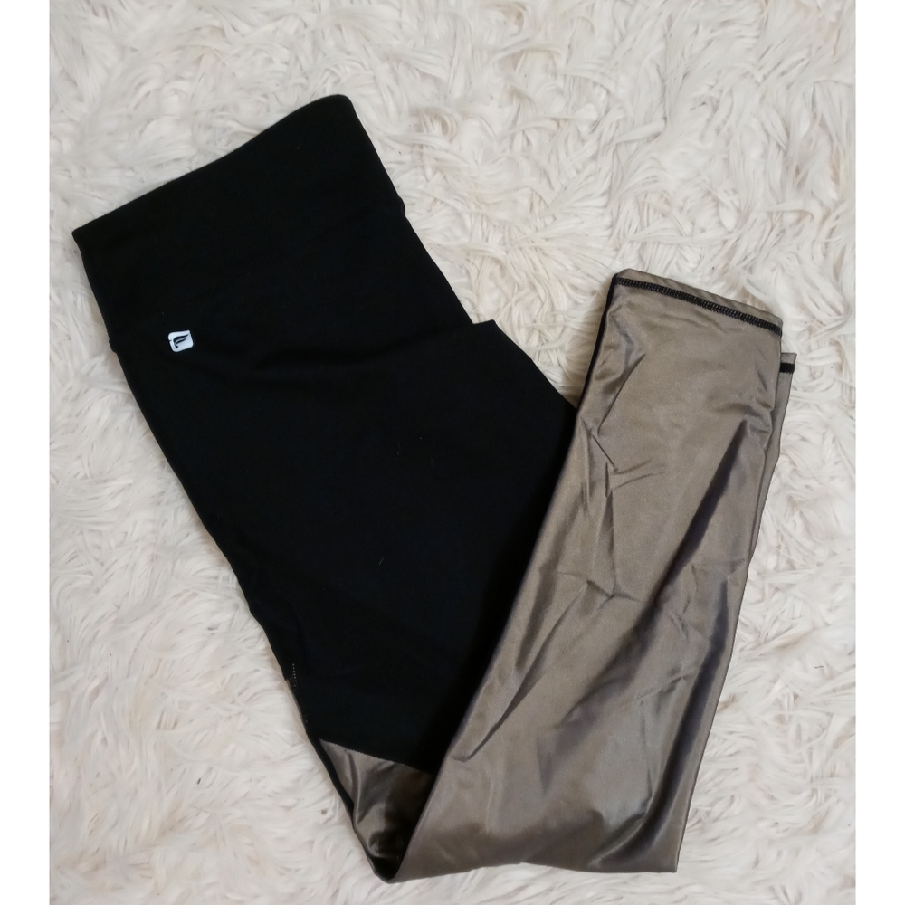 Fabletics Bronze and Mesh Leggings sz L